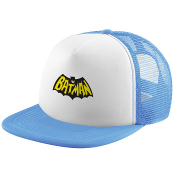 Batman classic logo, Καπέλο παιδικό Soft Trucker με Δίχτυ ΓΑΛΑΖΙΟ/ΛΕΥΚΟ (POLYESTER, ΠΑΙΔΙΚΟ, ONE SIZE)