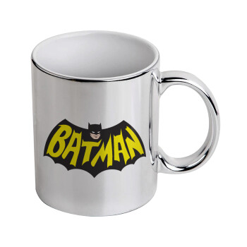 Batman classic logo, Κούπα κεραμική, ασημένια καθρέπτης, 330ml