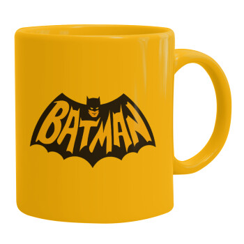 Batman classic logo, Ceramic coffee mug yellow, 330ml (1pcs)