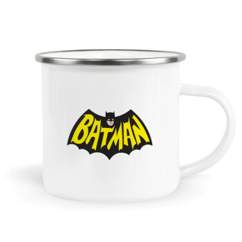Batman classic logo, Κούπα Μεταλλική εμαγιέ λευκη 360ml
