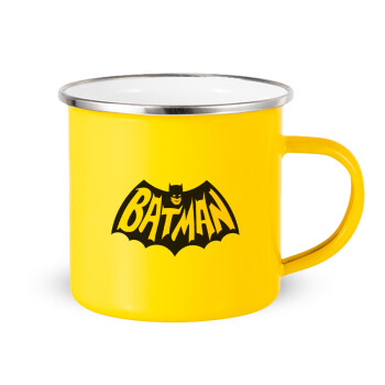 Batman classic logo, Κούπα Μεταλλική εμαγιέ Κίτρινη 360ml