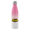 Metal mug thermos Pink/White (Stainless steel), double wall, 500ml