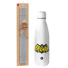 Easter Set, metallic Inox water bottle (700ml) & Easter scented flat candle (30cm) (GRAY)