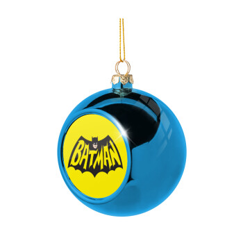 Batman classic logo, Στολίδι Χριστουγεννιάτικη μπάλα δένδρου Μπλε 8cm