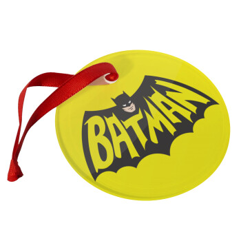 Batman classic logo, Χριστουγεννιάτικο στολίδι γυάλινο 9cm