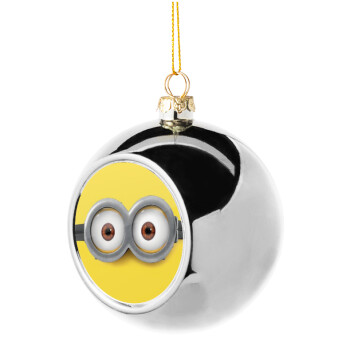 Minions, Silver 8cm Christmas tree ball ornament