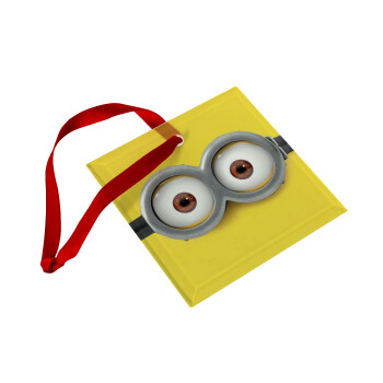 Minions, Christmas ornament, glass square ornament 9x9cm