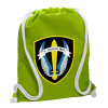 Backpack bag GYMBAG LIME GREEN, with pocket (40x48cm) & thick cords