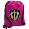 Backpack pouch GYMBAG Fuchsia, with pocket (40x48cm) & thick cords