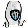 Backpack pouch GYMBAG white, with pocket (40x48cm) & thick cords