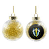 Transparent Christmas tree ball ornament with gold filling 8cm