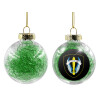 Transparent Christmas tree ball ornament with green filling 8cm