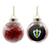 Transparent Christmas tree ball ornament with red filling 8cm