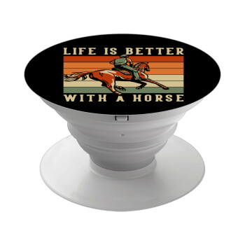 Life is Better with a Horse, Phone Holders Stand  White Hand-held Mobile Phone Holder