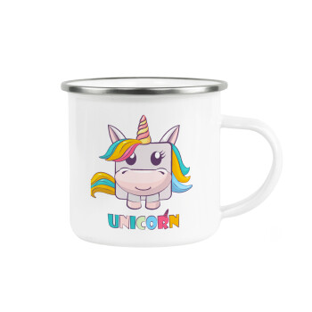 Unicorns cube, Metallic enamel cup white 360ml