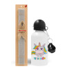 Easter Set, metallic aluminum water bottle (500ml) & aromatic flat Easter candle (30cm) (GRAY)