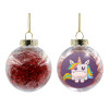 Transparent Christmas tree ball ornament with red filling 8cm