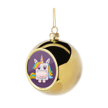 Unicorns cube, Golden Christmas tree ball ornament 8cm