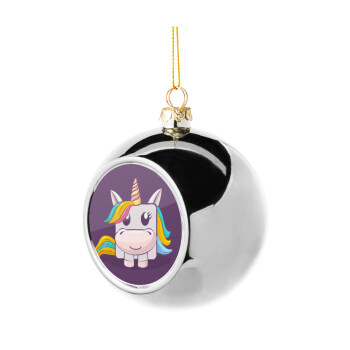 Unicorns cube, Silver 8cm Christmas tree ball ornament