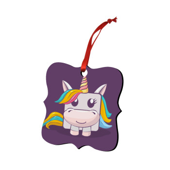 Unicorns cube, Christmas ornament polygon wooden 7.5cm