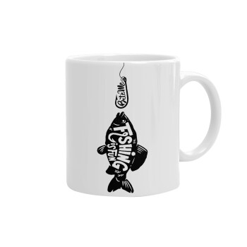 Fishing is fun, Ceramic coffee mug, 330ml (1pcs)