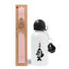 Easter Set, metallic aluminum bottle (500ml) & aromatic flat Easter candle (30cm) (PINK)