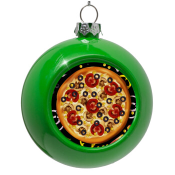 Pizza, Green Christmas tree ornament bauble 8cm