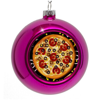 Pizza, Purple Christmas tree ornament bauble 8cm