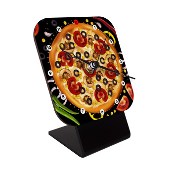 Pizza, Επιτραπέζιο ρολόι ξύλινο με δείκτες (10cm)