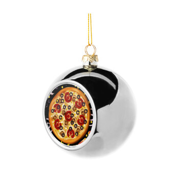 Pizza, Χριστουγεννιάτικη μπάλα δένδρου Ασημένια 8cm