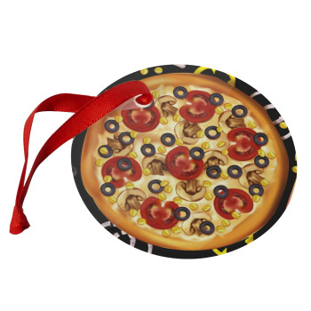 Pizza, Χριστουγεννιάτικο στολίδι γυάλινο 9cm