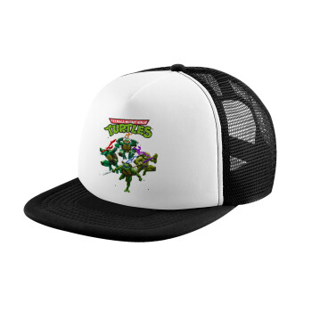Ninja turtles, Καπέλο παιδικό Soft Trucker με Δίχτυ ΜΑΥΡΟ/ΛΕΥΚΟ (POLYESTER, ΠΑΙΔΙΚΟ, ONE SIZE)