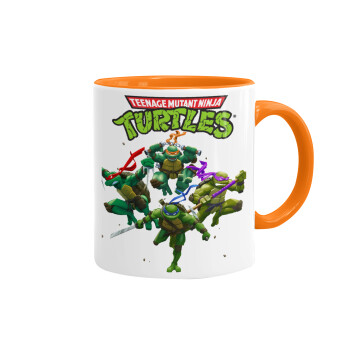 Ninja turtles, Mug colored orange, ceramic, 330ml