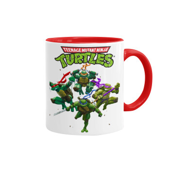 Ninja turtles, Κούπα χρωματιστή κόκκινη, κεραμική, 330ml