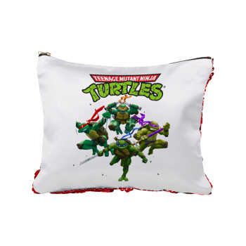 Ninja turtles, Red sequin cosmetic bag