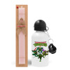 Easter Set, metallic aluminum bottle (500ml) & aromatic flat Easter candle (30cm) (PINK)