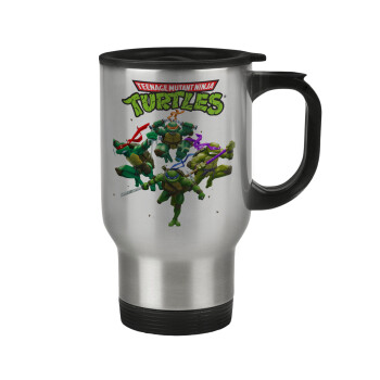 Ninja turtles, Stainless steel travel mug with lid, double wall 450ml
