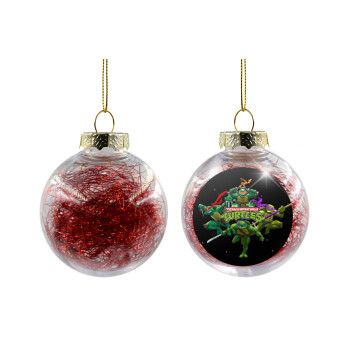 Ninja turtles, Χριστουγεννιάτικη μπάλα δένδρου διάφανη με κόκκινο γέμισμα 8cm