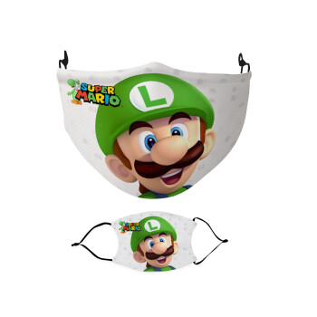 Super mario Luigi, Μάσκα υφασμάτινη Ενηλίκων πολλαπλών στρώσεων με υποδοχή φίλτρου