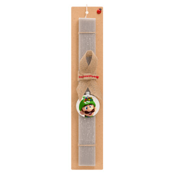 Super mario Luigi, Easter Set, wooden keychain & scented Easter candle flat (30cm) (GRAY)