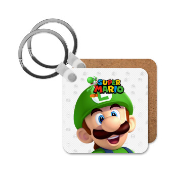 Super mario Luigi, Μπρελόκ Ξύλινο τετράγωνο MDF