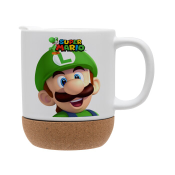 Super mario Luigi, Ceramic coffee mug Cork (MAT), 330ml (1pcs)