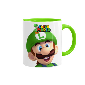 Super mario Luigi, Mug colored light green, ceramic, 330ml