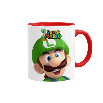 Super mario Luigi, Mug colored red, ceramic, 330ml