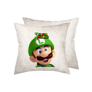 Super mario Luigi, Μαξιλάρι καναπέ Δερματίνη Γκρι 40x40cm με γέμισμα