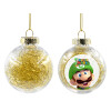 Transparent Christmas tree ball ornament with gold filling 8cm