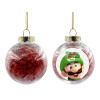 Transparent Christmas tree ball ornament with red filling 8cm