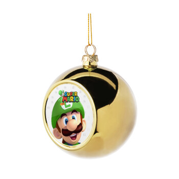 Super mario Luigi, Golden Christmas tree ball ornament 8cm