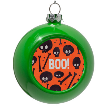 Halloween boo, Green Christmas tree ornament bauble 8cm