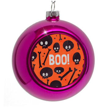 Halloween boo, Purple Christmas tree ornament bauble 8cm